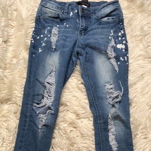 Traffic jeans wear  blue ripped jeans 🌀